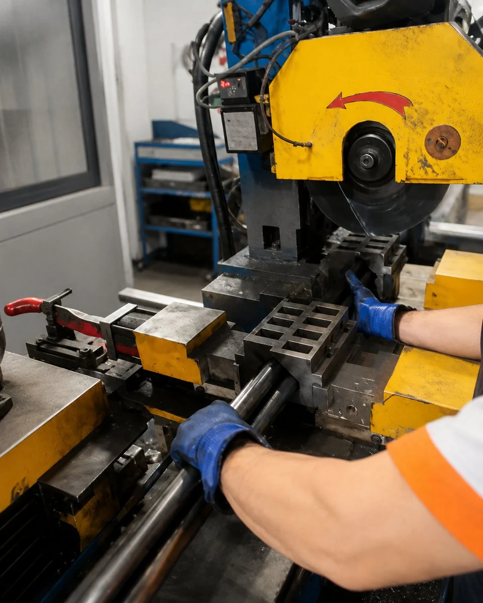 Tube cutting machine for motorcycle metal parts