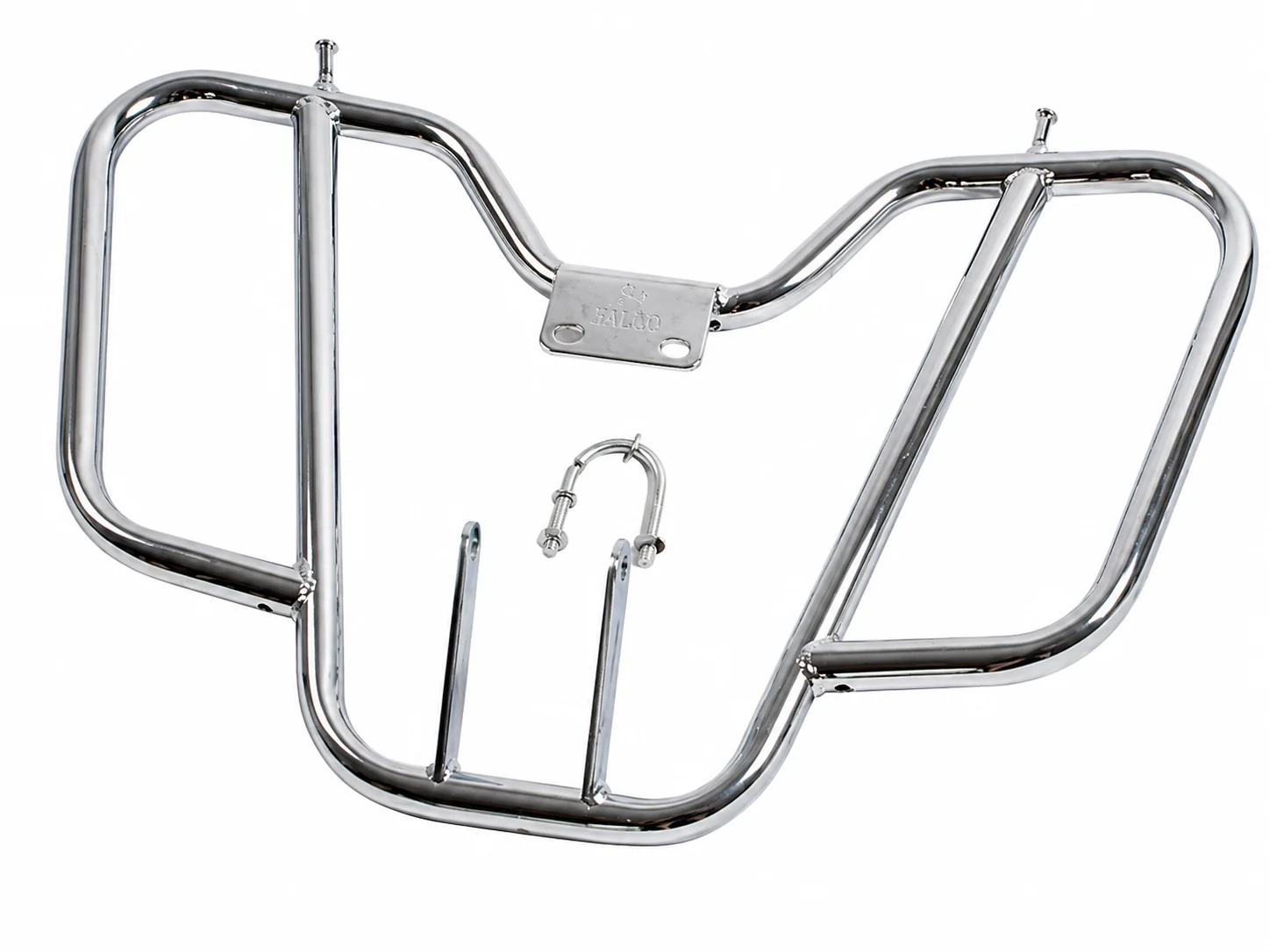 Chrome motorcycle crash bar product photo on a clean white background