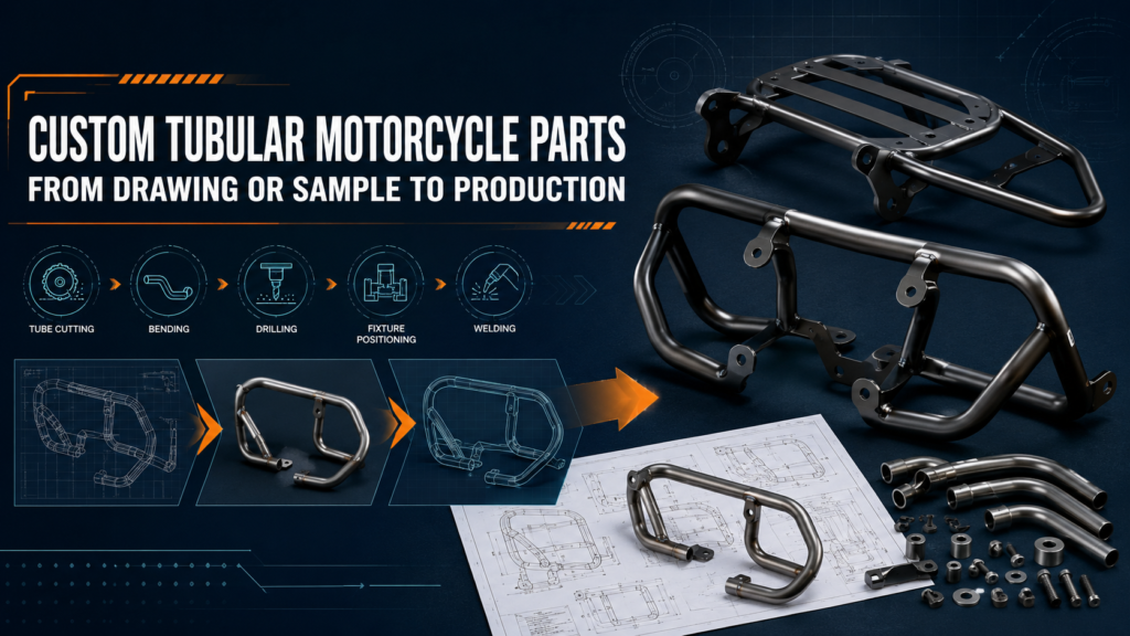 Custom tubular motorcycle parts development from drawing or sample to production
