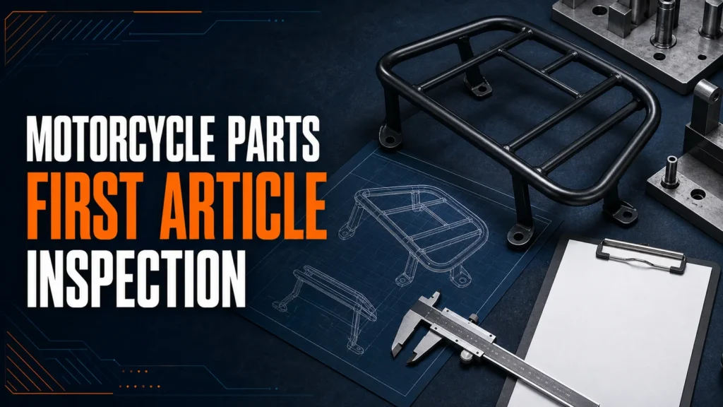 `Motorcycle parts first article inspection before batch production`